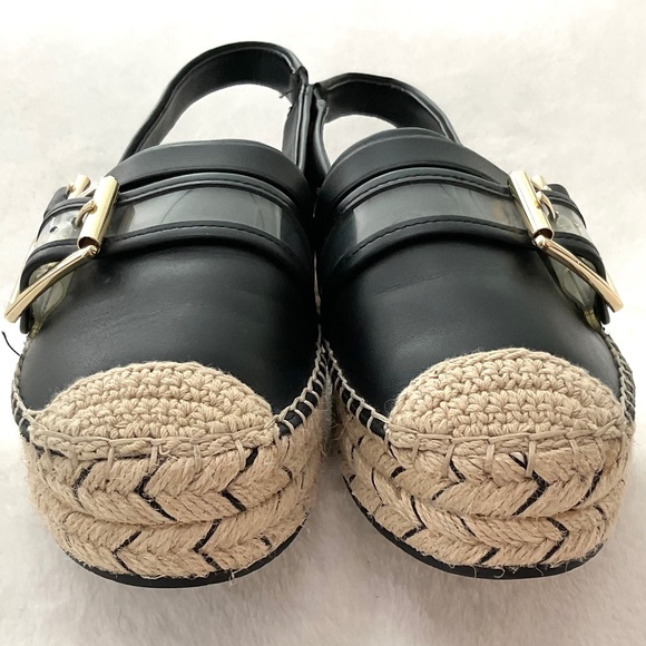 Karl Lagerfeld Alexi Black  Leather Slingback Espadrille  Size 6M - Picture 5 of 14